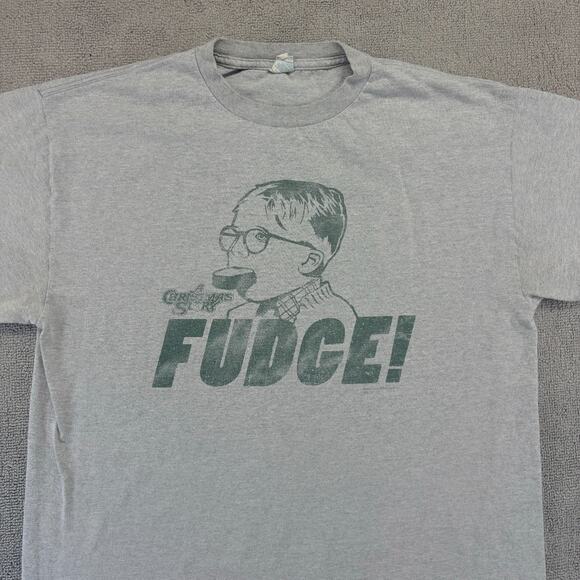 A Christmas Story T-Shirt Mens Large Gray Short Sleeve "FUDGE!" Funny Tee Delta - Picture 2 of 7